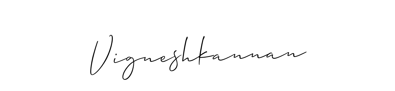 How to make Vigneshkannan name signature. Use Allison_Script style for creating short signs online. This is the latest handwritten sign. Vigneshkannan signature style 2 images and pictures png