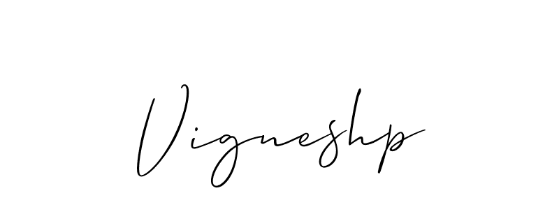 Make a beautiful signature design for name Vigneshp. With this signature (Allison_Script) style, you can create a handwritten signature for free. Vigneshp signature style 2 images and pictures png