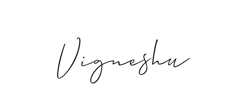 How to make Vigneshu signature? Allison_Script is a professional autograph style. Create handwritten signature for Vigneshu name. Vigneshu signature style 2 images and pictures png