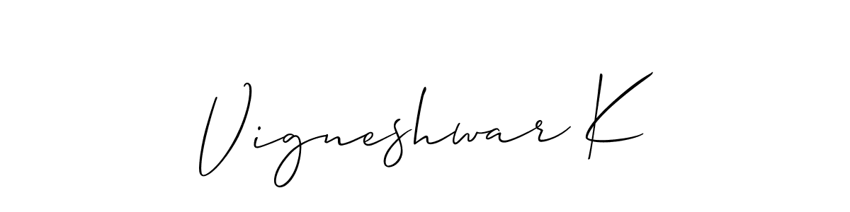 Vigneshwar K stylish signature style. Best Handwritten Sign (Allison_Script) for my name. Handwritten Signature Collection Ideas for my name Vigneshwar K. Vigneshwar K signature style 2 images and pictures png