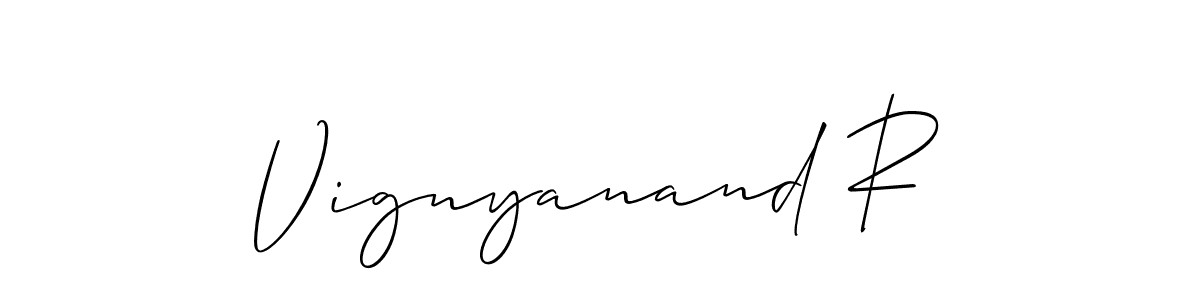 Also You can easily find your signature by using the search form. We will create Vignyanand R name handwritten signature images for you free of cost using Allison_Script sign style. Vignyanand R signature style 2 images and pictures png