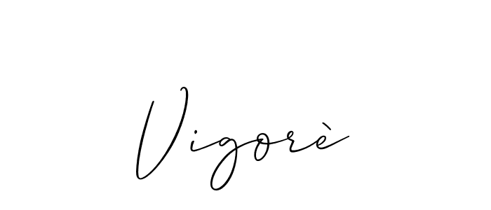 Use a signature maker to create a handwritten signature online. With this signature software, you can design (Allison_Script) your own signature for name Vigorè. Vigorè signature style 2 images and pictures png