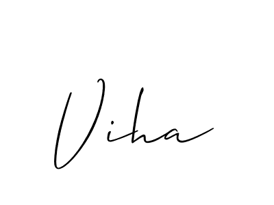The best way (Allison_Script) to make a short signature is to pick only two or three words in your name. The name Viha include a total of six letters. For converting this name. Viha signature style 2 images and pictures png