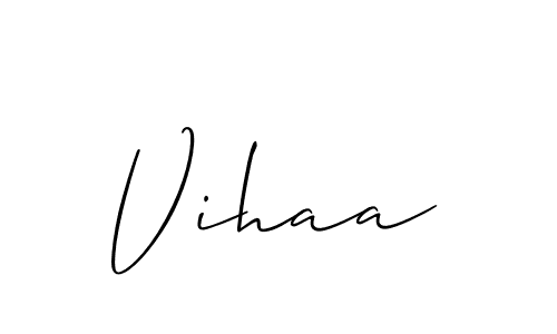 Use a signature maker to create a handwritten signature online. With this signature software, you can design (Allison_Script) your own signature for name Vihaa. Vihaa signature style 2 images and pictures png