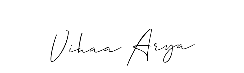 Create a beautiful signature design for name Vihaa Arya. With this signature (Allison_Script) fonts, you can make a handwritten signature for free. Vihaa Arya signature style 2 images and pictures png