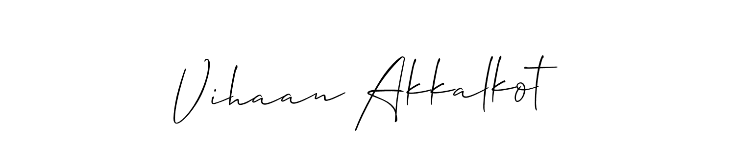 You should practise on your own different ways (Allison_Script) to write your name (Vihaan Akkalkot) in signature. don't let someone else do it for you. Vihaan Akkalkot signature style 2 images and pictures png