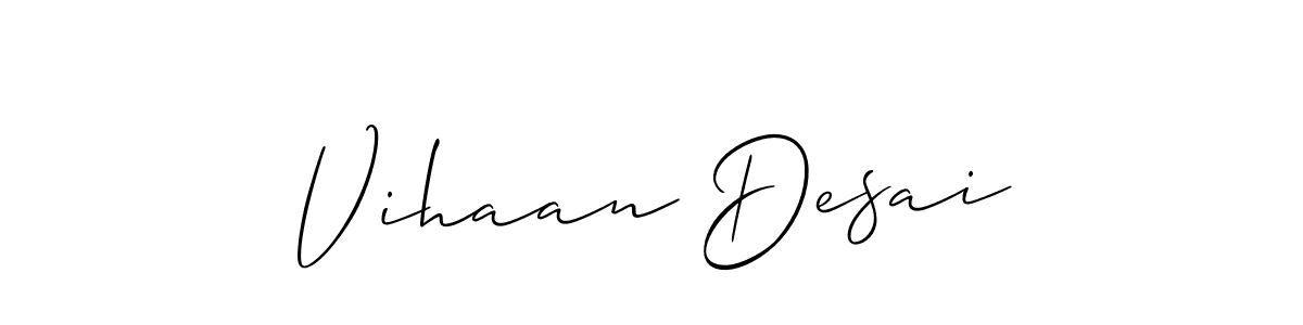 Make a beautiful signature design for name Vihaan Desai. With this signature (Allison_Script) style, you can create a handwritten signature for free. Vihaan Desai signature style 2 images and pictures png