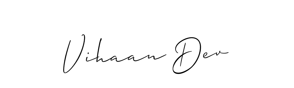 How to make Vihaan Dev name signature. Use Allison_Script style for creating short signs online. This is the latest handwritten sign. Vihaan Dev signature style 2 images and pictures png