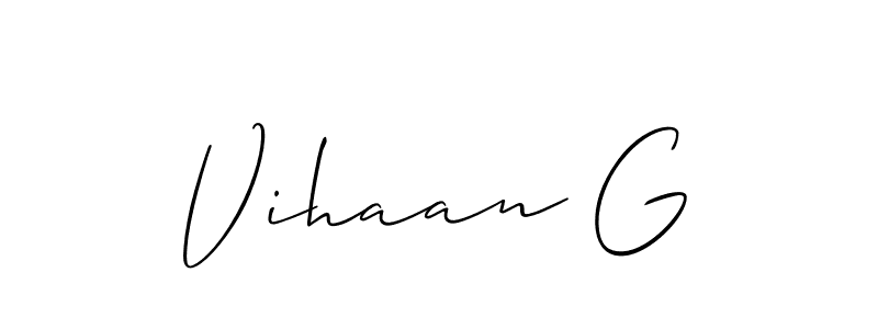 Design your own signature with our free online signature maker. With this signature software, you can create a handwritten (Allison_Script) signature for name Vihaan G. Vihaan G signature style 2 images and pictures png
