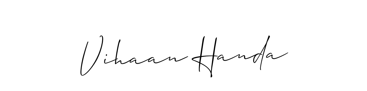 Use a signature maker to create a handwritten signature online. With this signature software, you can design (Allison_Script) your own signature for name Vihaan Handa. Vihaan Handa signature style 2 images and pictures png