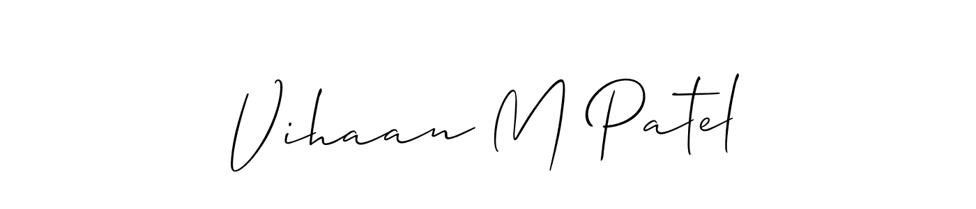 Also You can easily find your signature by using the search form. We will create Vihaan M Patel name handwritten signature images for you free of cost using Allison_Script sign style. Vihaan M Patel signature style 2 images and pictures png