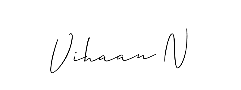 It looks lik you need a new signature style for name Vihaan N. Design unique handwritten (Allison_Script) signature with our free signature maker in just a few clicks. Vihaan N signature style 2 images and pictures png