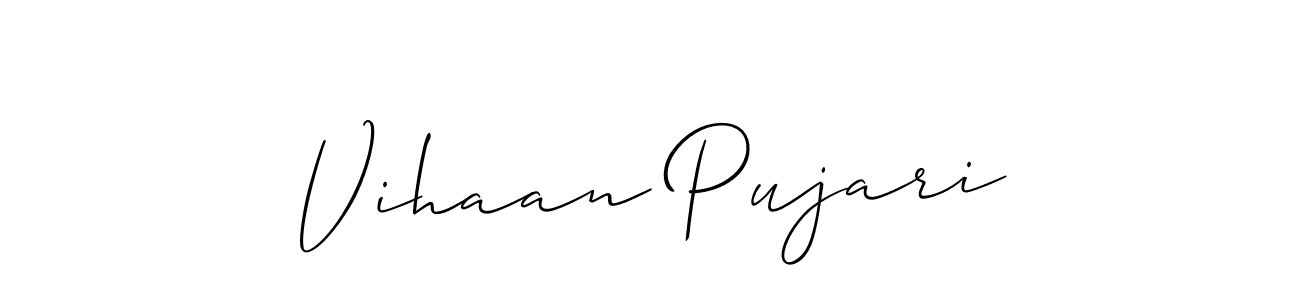 Also You can easily find your signature by using the search form. We will create Vihaan Pujari name handwritten signature images for you free of cost using Allison_Script sign style. Vihaan Pujari signature style 2 images and pictures png