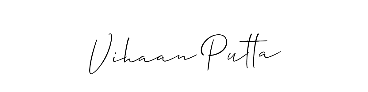 Design your own signature with our free online signature maker. With this signature software, you can create a handwritten (Allison_Script) signature for name Vihaan Putta. Vihaan Putta signature style 2 images and pictures png