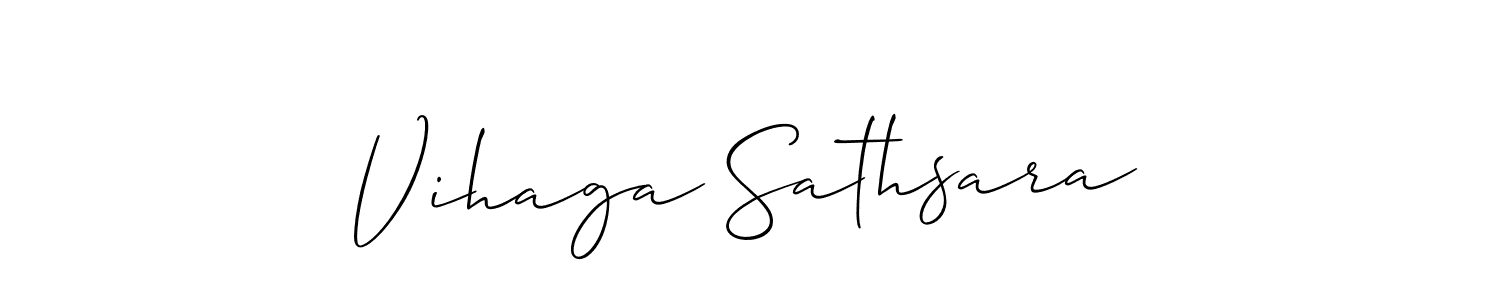 Design your own signature with our free online signature maker. With this signature software, you can create a handwritten (Allison_Script) signature for name Vihaga Sathsara. Vihaga Sathsara signature style 2 images and pictures png