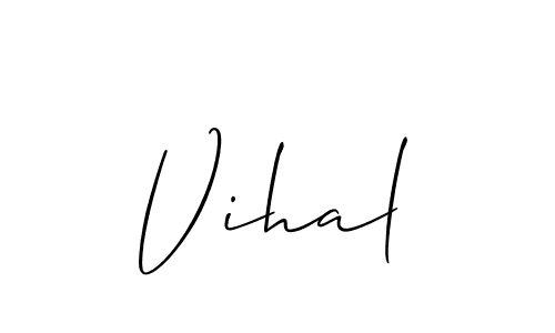 Make a beautiful signature design for name Vihal. With this signature (Allison_Script) style, you can create a handwritten signature for free. Vihal signature style 2 images and pictures png