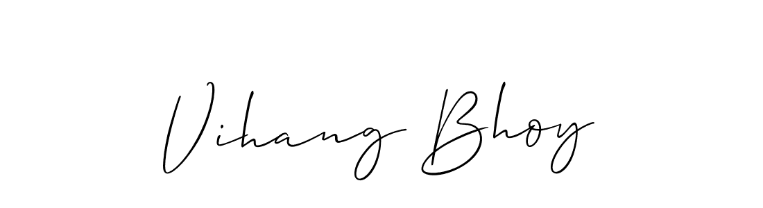 Also You can easily find your signature by using the search form. We will create Vihang Bhoy name handwritten signature images for you free of cost using Allison_Script sign style. Vihang Bhoy signature style 2 images and pictures png