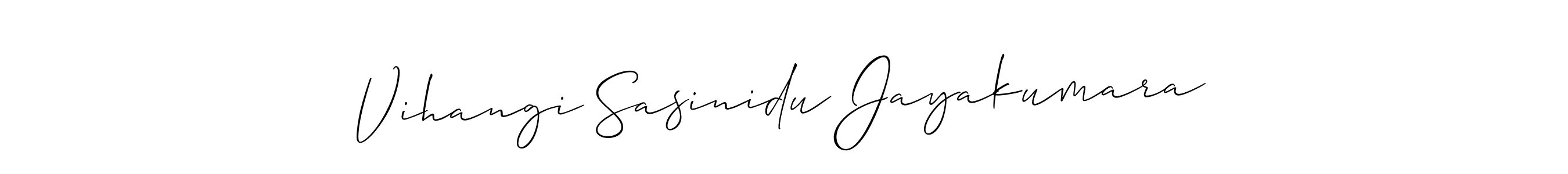 It looks lik you need a new signature style for name Vihangi Sasinidu Jayakumara. Design unique handwritten (Allison_Script) signature with our free signature maker in just a few clicks. Vihangi Sasinidu Jayakumara signature style 2 images and pictures png