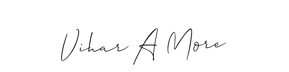 Allison_Script is a professional signature style that is perfect for those who want to add a touch of class to their signature. It is also a great choice for those who want to make their signature more unique. Get Vihar A More name to fancy signature for free. Vihar A More signature style 2 images and pictures png