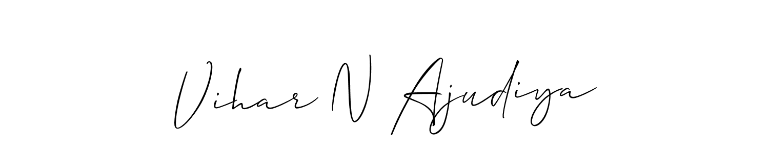 Also You can easily find your signature by using the search form. We will create Vihar N Ajudiya name handwritten signature images for you free of cost using Allison_Script sign style. Vihar N Ajudiya signature style 2 images and pictures png