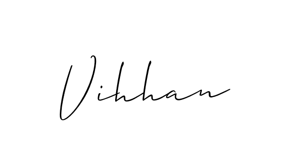 The best way (Allison_Script) to make a short signature is to pick only two or three words in your name. The name Vihhan include a total of six letters. For converting this name. Vihhan signature style 2 images and pictures png