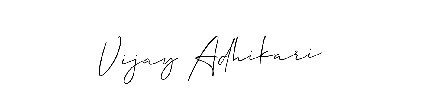 Also You can easily find your signature by using the search form. We will create Vijay Adhikari name handwritten signature images for you free of cost using Allison_Script sign style. Vijay Adhikari signature style 2 images and pictures png