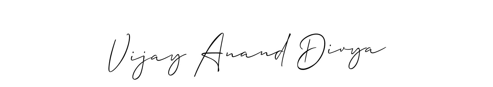 How to make Vijay Anand Divya signature? Allison_Script is a professional autograph style. Create handwritten signature for Vijay Anand Divya name. Vijay Anand Divya signature style 2 images and pictures png