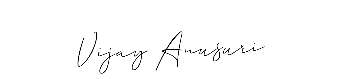 Create a beautiful signature design for name Vijay Anusuri. With this signature (Allison_Script) fonts, you can make a handwritten signature for free. Vijay Anusuri signature style 2 images and pictures png