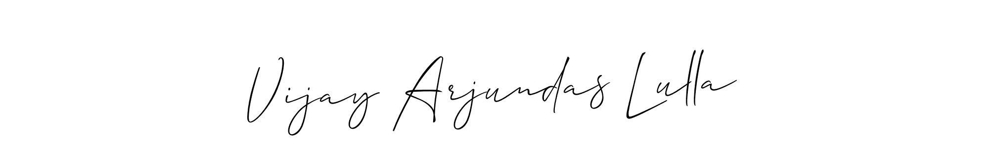 Make a short Vijay Arjundas Lulla signature style. Manage your documents anywhere anytime using Allison_Script. Create and add eSignatures, submit forms, share and send files easily. Vijay Arjundas Lulla signature style 2 images and pictures png