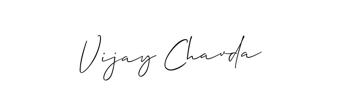 if you are searching for the best signature style for your name Vijay Chavda. so please give up your signature search. here we have designed multiple signature styles  using Allison_Script. Vijay Chavda signature style 2 images and pictures png