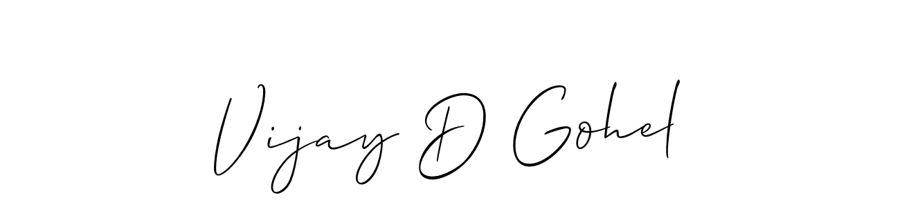 How to make Vijay D Gohel name signature. Use Allison_Script style for creating short signs online. This is the latest handwritten sign. Vijay D Gohel signature style 2 images and pictures png