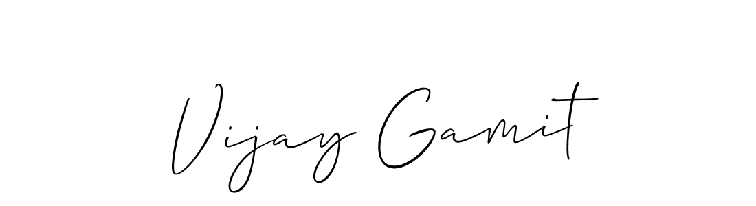 Use a signature maker to create a handwritten signature online. With this signature software, you can design (Allison_Script) your own signature for name Vijay Gamit. Vijay Gamit signature style 2 images and pictures png