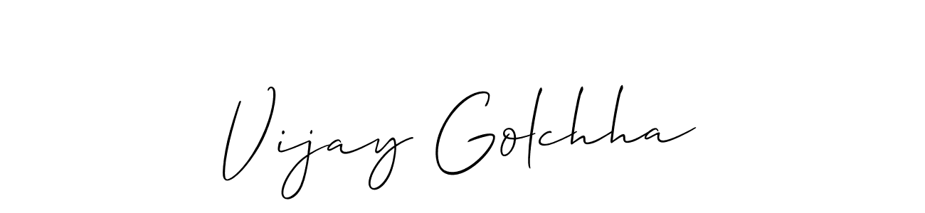 How to make Vijay Golchha name signature. Use Allison_Script style for creating short signs online. This is the latest handwritten sign. Vijay Golchha signature style 2 images and pictures png