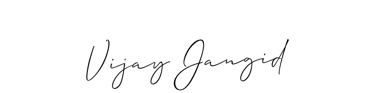 Use a signature maker to create a handwritten signature online. With this signature software, you can design (Allison_Script) your own signature for name Vijay Jangid. Vijay Jangid signature style 2 images and pictures png