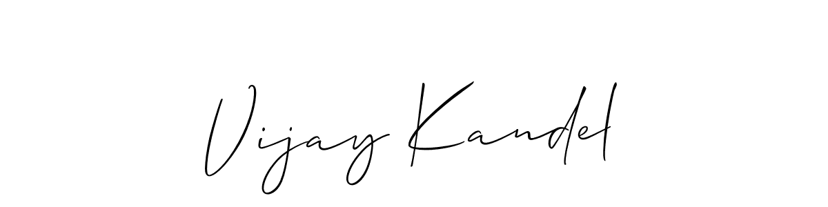 The best way (Allison_Script) to make a short signature is to pick only two or three words in your name. The name Vijay Kandel include a total of six letters. For converting this name. Vijay Kandel signature style 2 images and pictures png