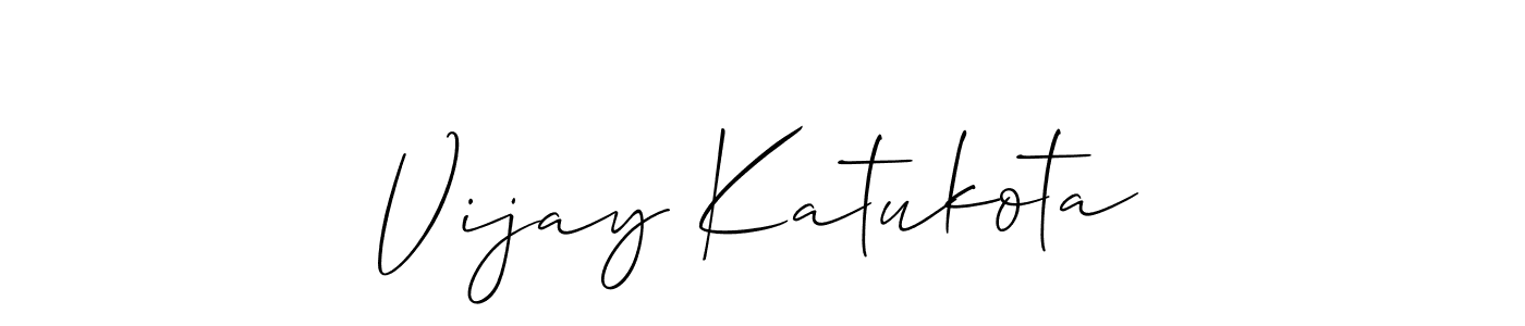 Create a beautiful signature design for name Vijay Katukota. With this signature (Allison_Script) fonts, you can make a handwritten signature for free. Vijay Katukota signature style 2 images and pictures png