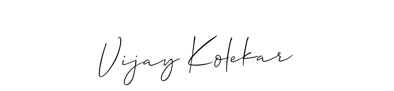 Similarly Allison_Script is the best handwritten signature design. Signature creator online .You can use it as an online autograph creator for name Vijay Kolekar. Vijay Kolekar signature style 2 images and pictures png