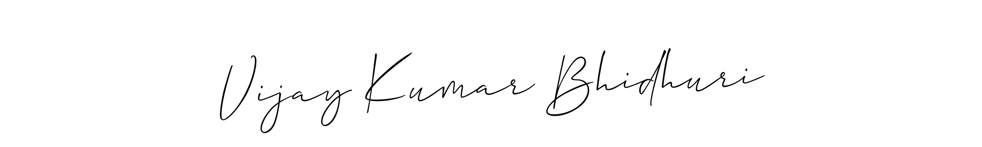 Allison_Script is a professional signature style that is perfect for those who want to add a touch of class to their signature. It is also a great choice for those who want to make their signature more unique. Get Vijay Kumar Bhidhuri name to fancy signature for free. Vijay Kumar Bhidhuri signature style 2 images and pictures png