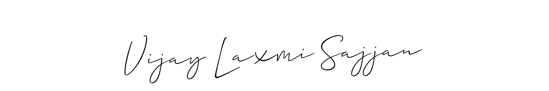 Create a beautiful signature design for name Vijay Laxmi Sajjan. With this signature (Allison_Script) fonts, you can make a handwritten signature for free. Vijay Laxmi Sajjan signature style 2 images and pictures png