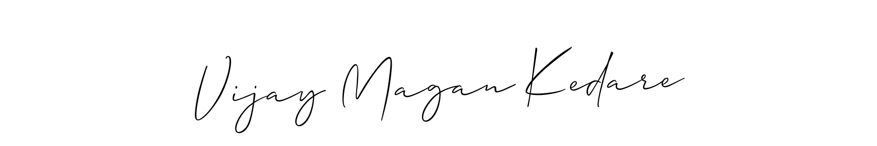 The best way (Allison_Script) to make a short signature is to pick only two or three words in your name. The name Vijay Magan Kedare include a total of six letters. For converting this name. Vijay Magan Kedare signature style 2 images and pictures png