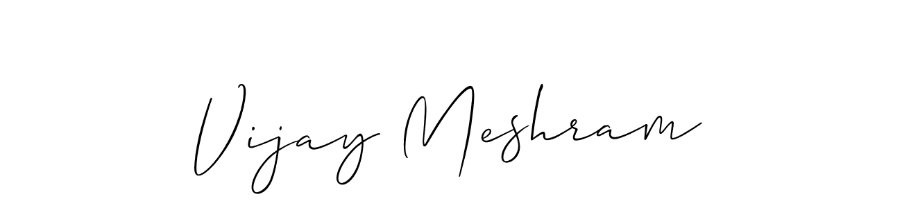 Also You can easily find your signature by using the search form. We will create Vijay Meshram name handwritten signature images for you free of cost using Allison_Script sign style. Vijay Meshram signature style 2 images and pictures png