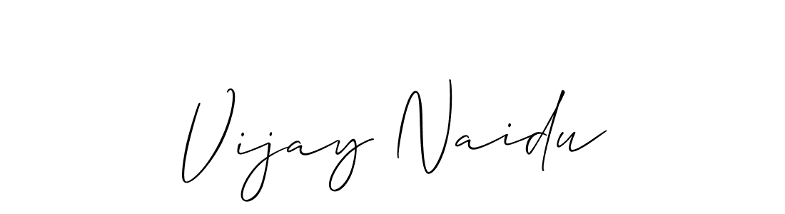 The best way (Allison_Script) to make a short signature is to pick only two or three words in your name. The name Vijay Naidu include a total of six letters. For converting this name. Vijay Naidu signature style 2 images and pictures png