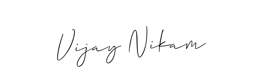 How to make Vijay Nikam name signature. Use Allison_Script style for creating short signs online. This is the latest handwritten sign. Vijay Nikam signature style 2 images and pictures png