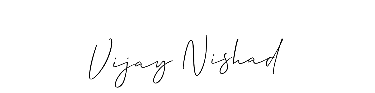 if you are searching for the best signature style for your name Vijay Nishad. so please give up your signature search. here we have designed multiple signature styles  using Allison_Script. Vijay Nishad signature style 2 images and pictures png