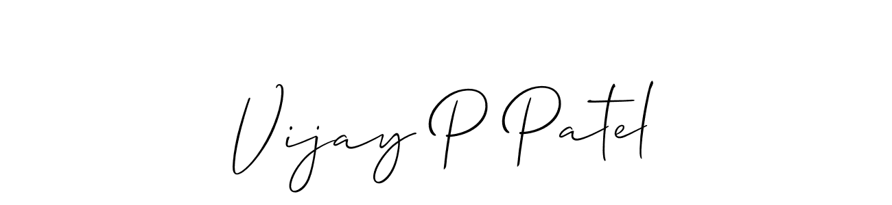 Make a beautiful signature design for name Vijay P Patel. With this signature (Allison_Script) style, you can create a handwritten signature for free. Vijay P Patel signature style 2 images and pictures png