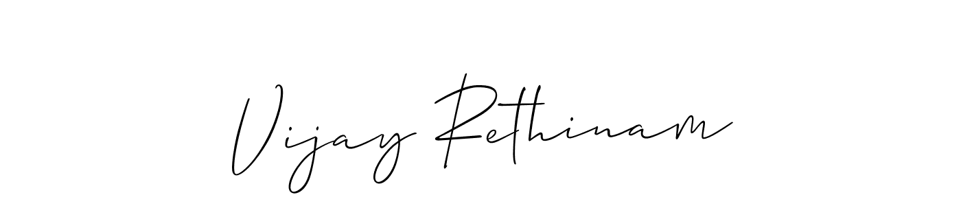 You should practise on your own different ways (Allison_Script) to write your name (Vijay Rethinam) in signature. don't let someone else do it for you. Vijay Rethinam signature style 2 images and pictures png