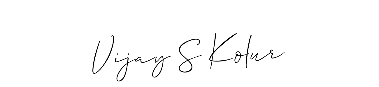 The best way (Allison_Script) to make a short signature is to pick only two or three words in your name. The name Vijay S Kolur include a total of six letters. For converting this name. Vijay S Kolur signature style 2 images and pictures png