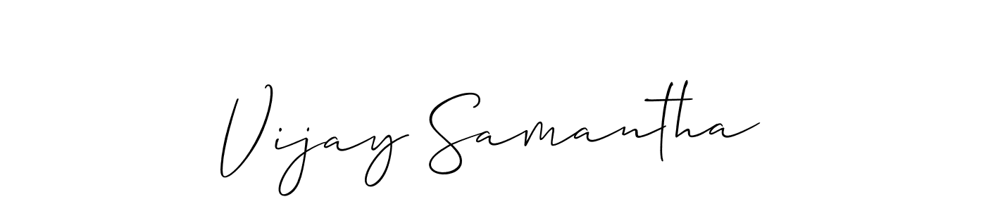 How to make Vijay Samantha name signature. Use Allison_Script style for creating short signs online. This is the latest handwritten sign. Vijay Samantha signature style 2 images and pictures png