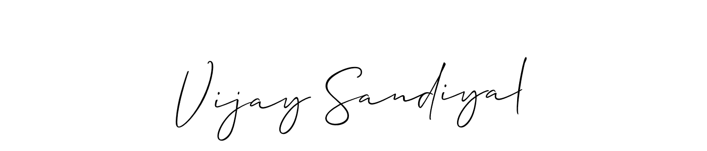 Also You can easily find your signature by using the search form. We will create Vijay Sandiyal name handwritten signature images for you free of cost using Allison_Script sign style. Vijay Sandiyal signature style 2 images and pictures png
