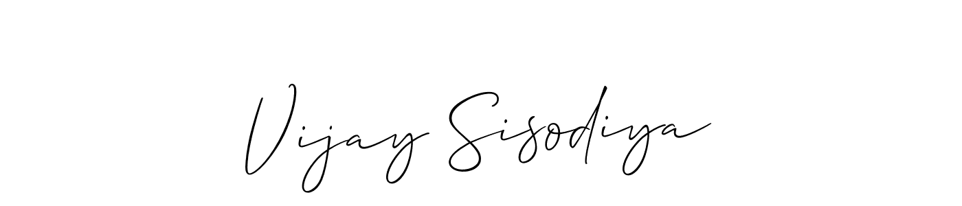 The best way (Allison_Script) to make a short signature is to pick only two or three words in your name. The name Vijay Sisodiya include a total of six letters. For converting this name. Vijay Sisodiya signature style 2 images and pictures png